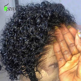 Siyo Short Curly Lace Front Wigs 13x1 Brazilian Water Wave Human Hair Wigs Pixie Cut Transparent Lace Wig for Black Women